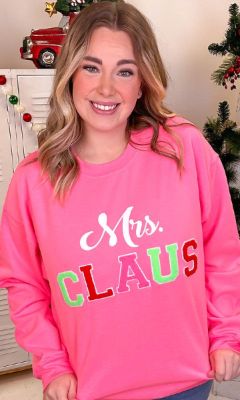 Soft Ideal Chenille Mrs. Claus Graphic Sweatshirt sold by The Dogwood Boutique