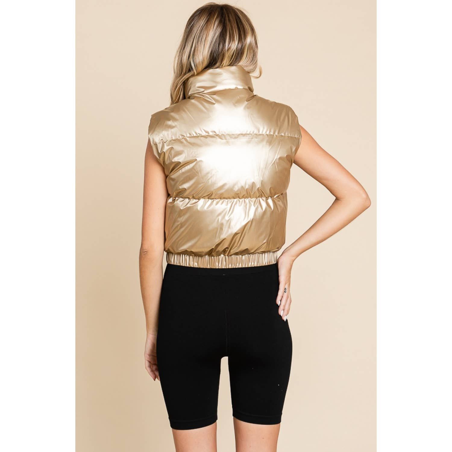Metallic Gold Puffer Vest sold by The Dogwood Boutique product image thumbnail 4