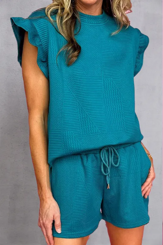 Round Neck Top and Drawstring Shorts Set sold by The Dogwood Boutique