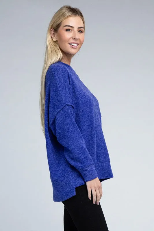 Brushed Melange Drop Shoulder Oversized Sweater sold by The Dogwood Boutique product image thumbnail 5