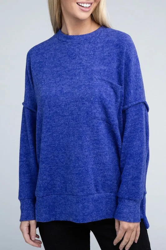 Brushed Melange Drop Shoulder Oversized Sweater sold by The Dogwood Boutique product image thumbnail 3