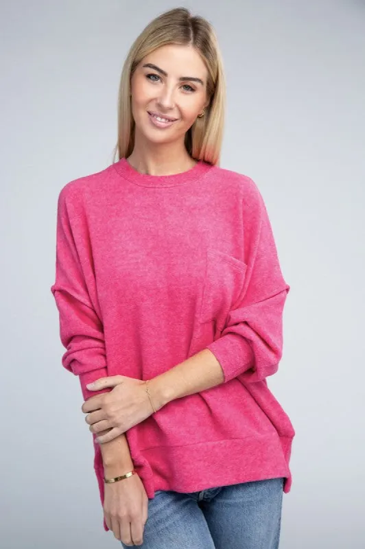 Brushed Melange Drop Shoulder Oversized Sweater sold by The Dogwood Boutique