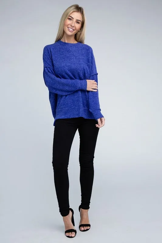 Brushed Melange Drop Shoulder Oversized Sweater sold by The Dogwood Boutique product image thumbnail 4