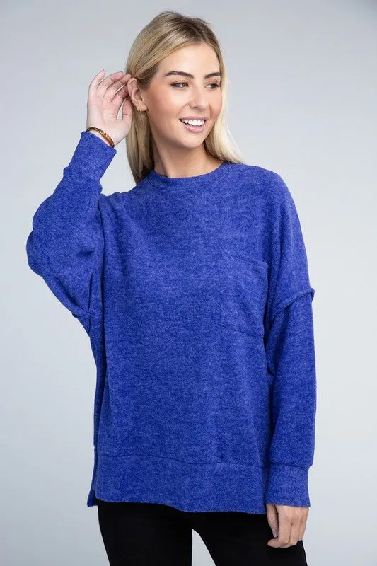 Brushed Melange Drop Shoulder Oversized Sweater sold by The Dogwood Boutique product image thumbnail 2