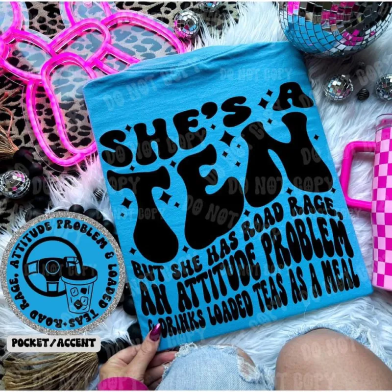 Shes a 10 with Road Rage & loaded Teas Front & Back Tee sold by The Dogwood Boutique