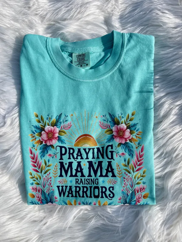 Praying Mama Raising Warriors Comfort Colors Tee sold by The Dogwood Boutique