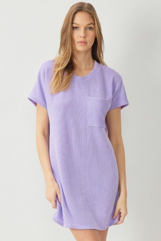 Lavender Ribbed Knit Dress sold by The Dogwood Boutique