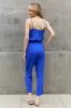 ODDI Full Size Textured Woven Jumpsuit in Royal Blue sold by The Dogwood Boutique
