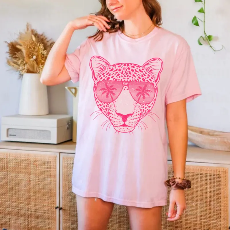Distressed Leopard Beach Comfort Colors Tee sold by The Dogwood Boutique
