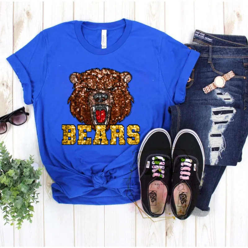 Bears Faux Sequin Mascot Tee sold by The Dogwood Boutique
