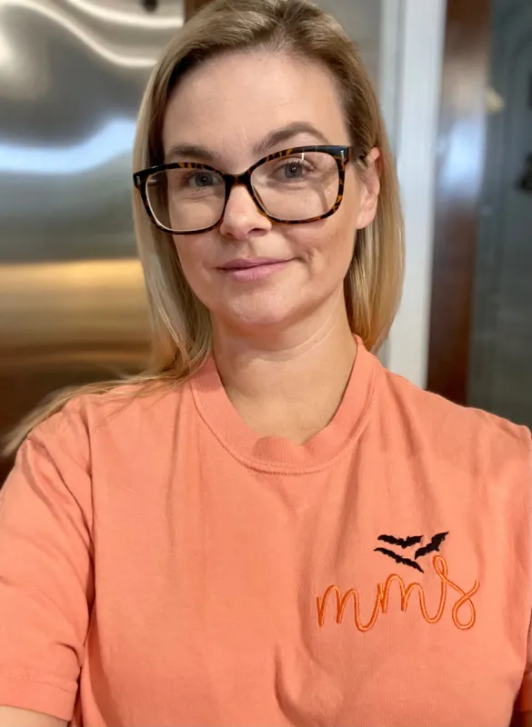 Halloween Embroidered Monogram Tee with Bats sold by The Dogwood Boutique