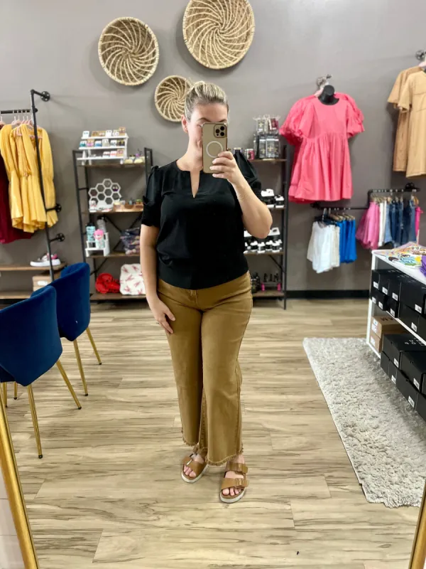 Acid Wash Crop Flare Jeans sold by The Dogwood Boutique