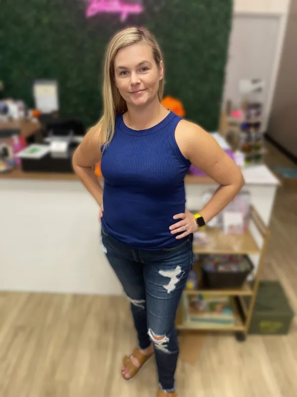 Ribbed Scoop Neck Tank Top sold by The Dogwood Boutique