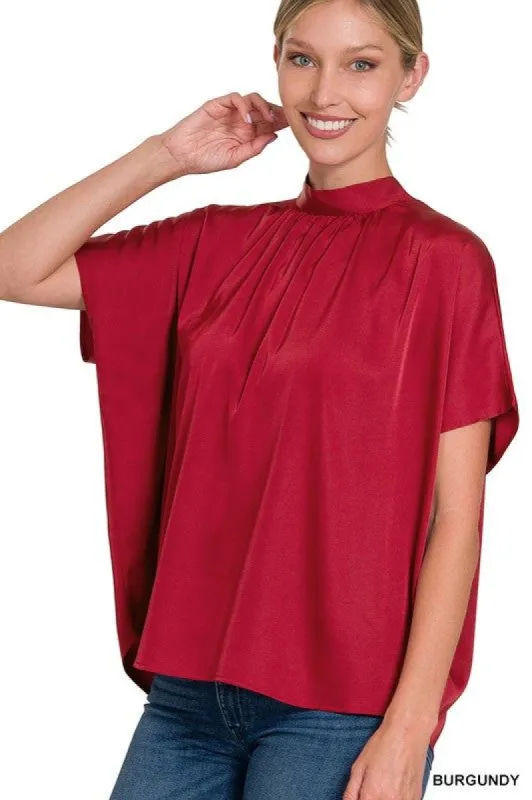 Burgundy Satin Charmeuse Ribbon Tie Back Top sold by The Dogwood Boutique