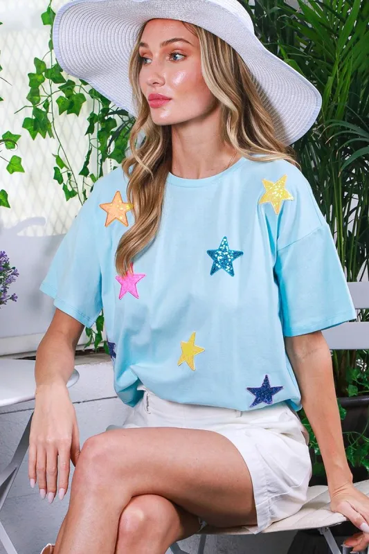 Star Sequin Cotton Top sold by The Dogwood Boutique