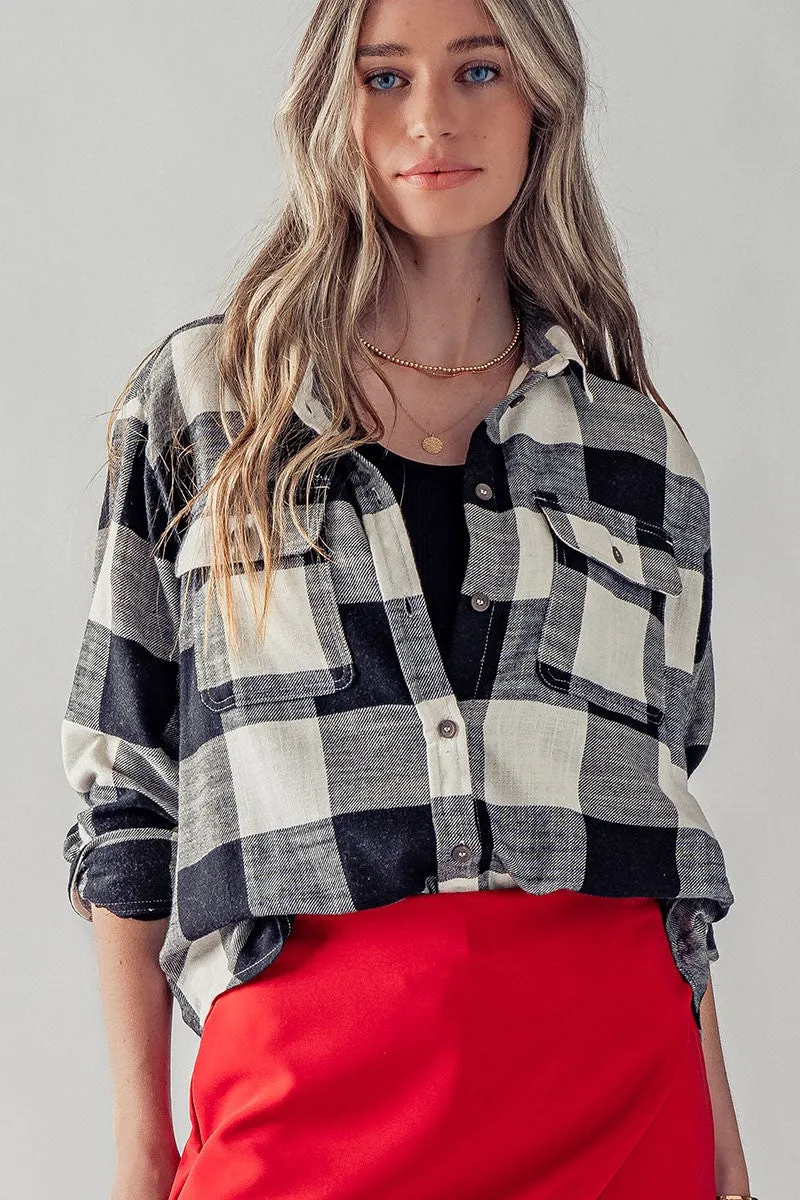 Plaid Flannel Button Down Shirt sold by The Dogwood Boutique product image thumbnail 2