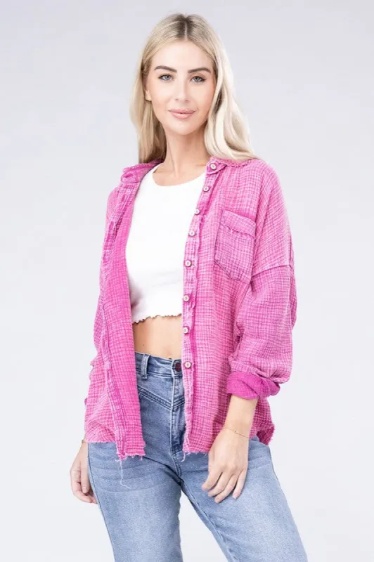 Washed Double Gauze Button Down Shirt sold by The Dogwood Boutique