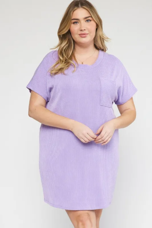 *Curvy* Lavender Ribbed Knit Dress sold by The Dogwood Boutique