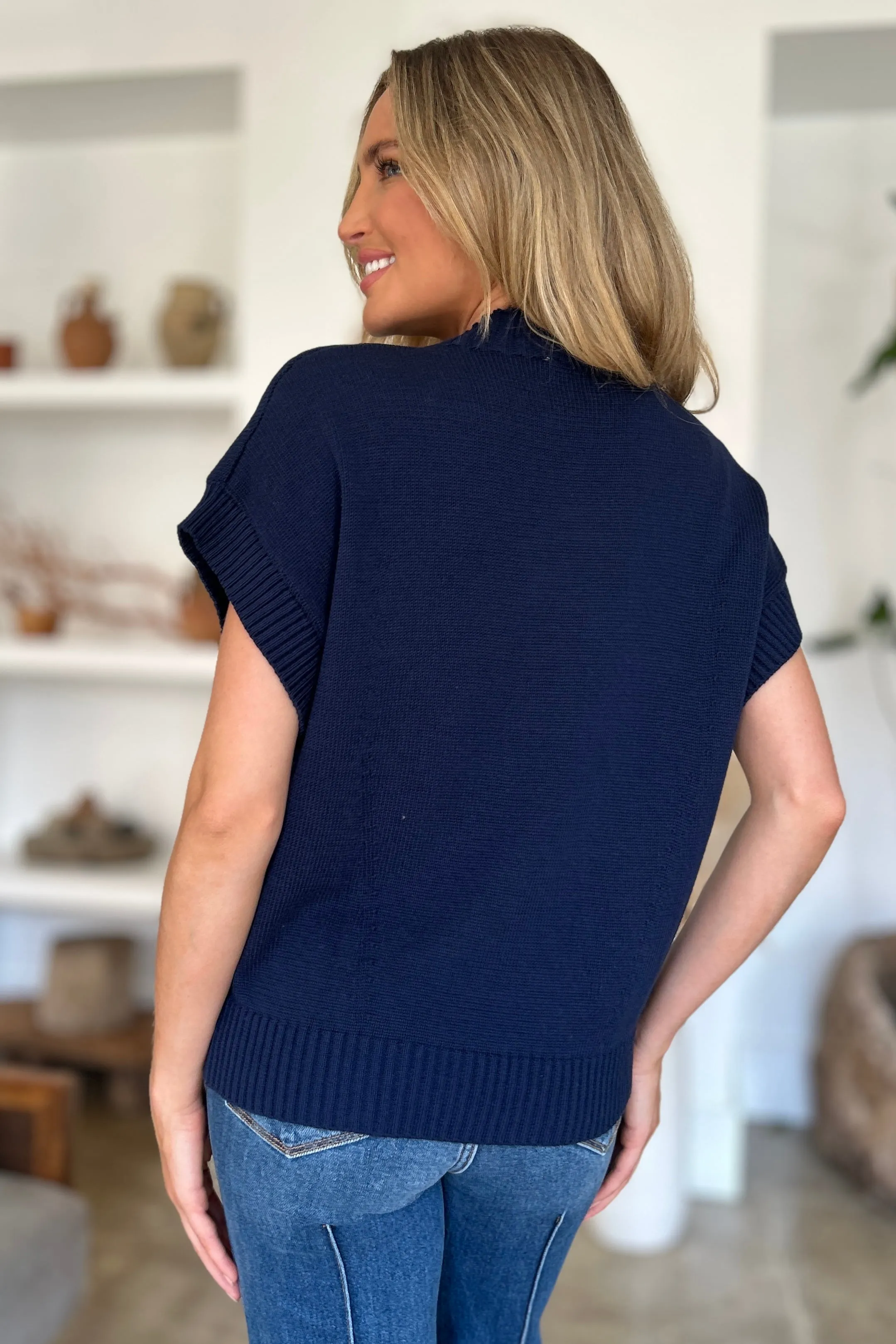 Double Take Full Size Mock Neck Short Sleeve Sweater sold by The Dogwood Boutique product image thumbnail 5