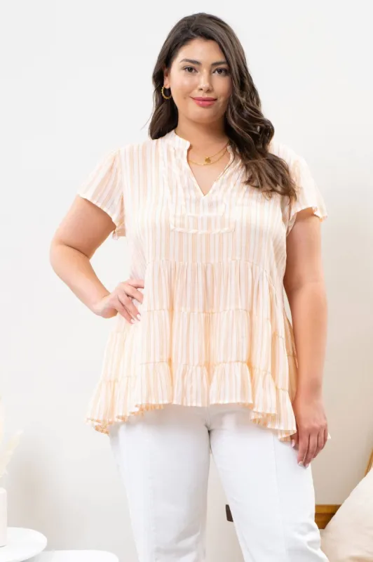 *Curvy* Striped Tiered Top sold by The Dogwood Boutique