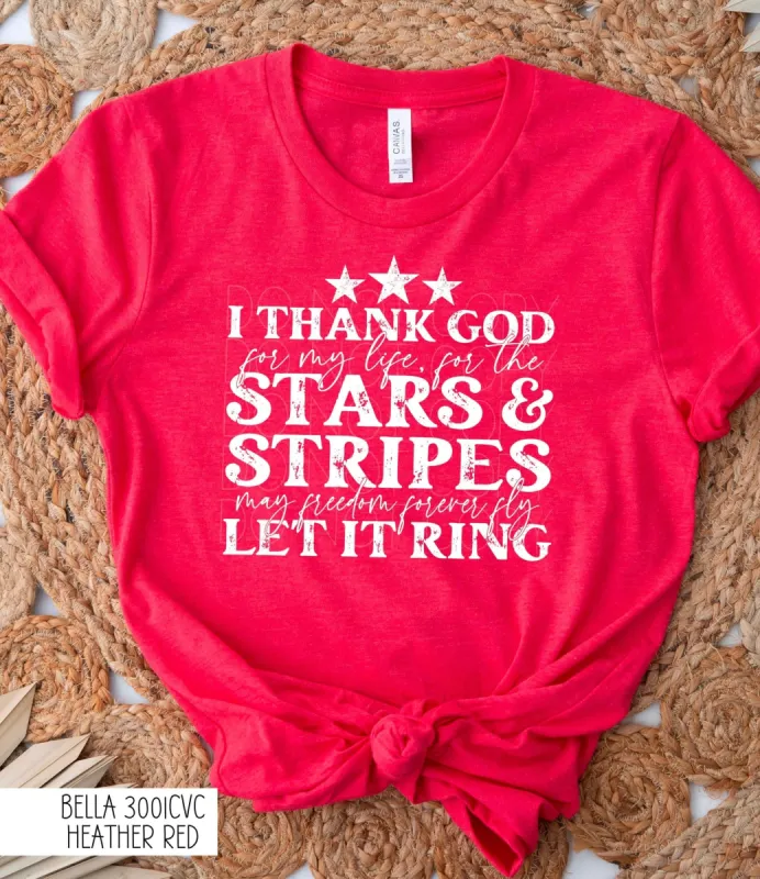 I Thank God Stars & Stripes Tee Shirt sold by The Dogwood Boutique