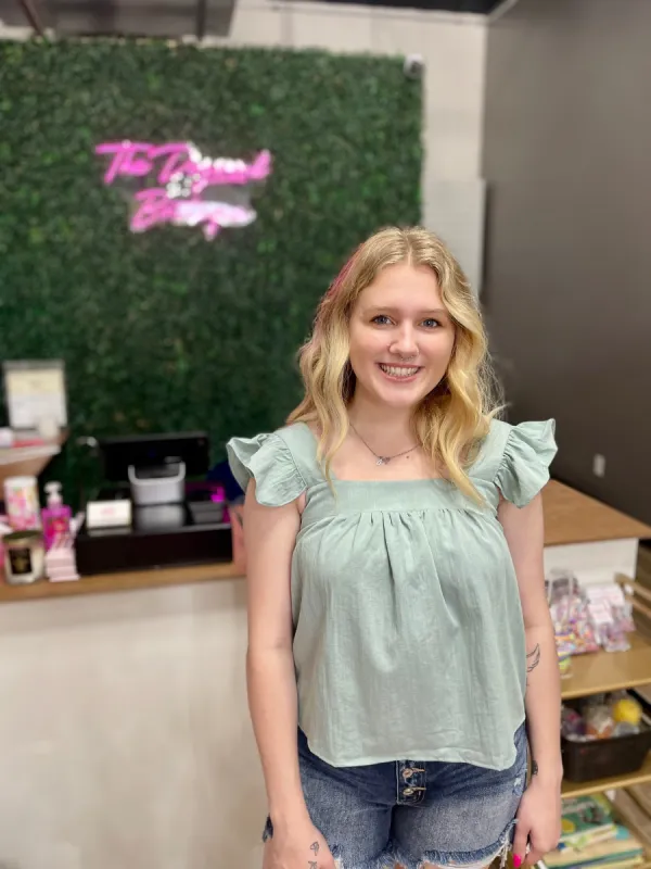 Sage Flutter Sleeve Top sold by The Dogwood Boutique