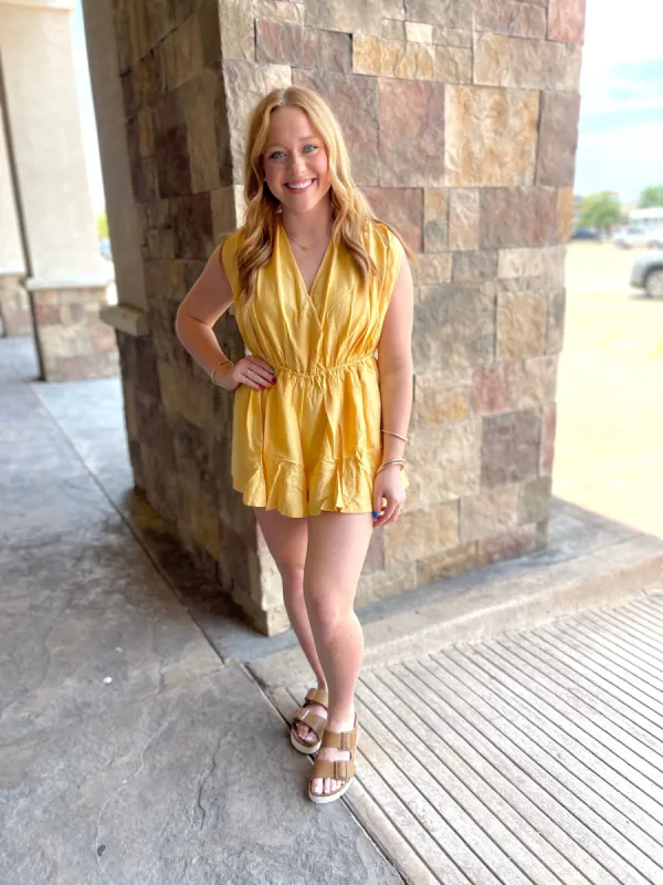 Daydreamer Ruched Surplice Romper sold by The Dogwood Boutique