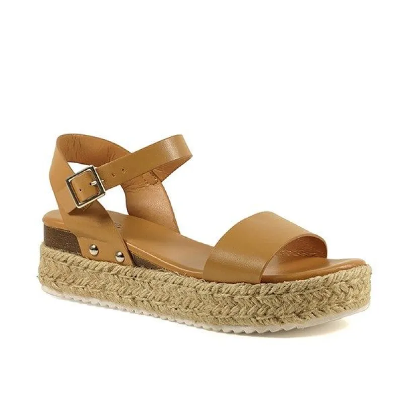 Taupe Platform Ankle Strap Sandal sold by The Dogwood Boutique