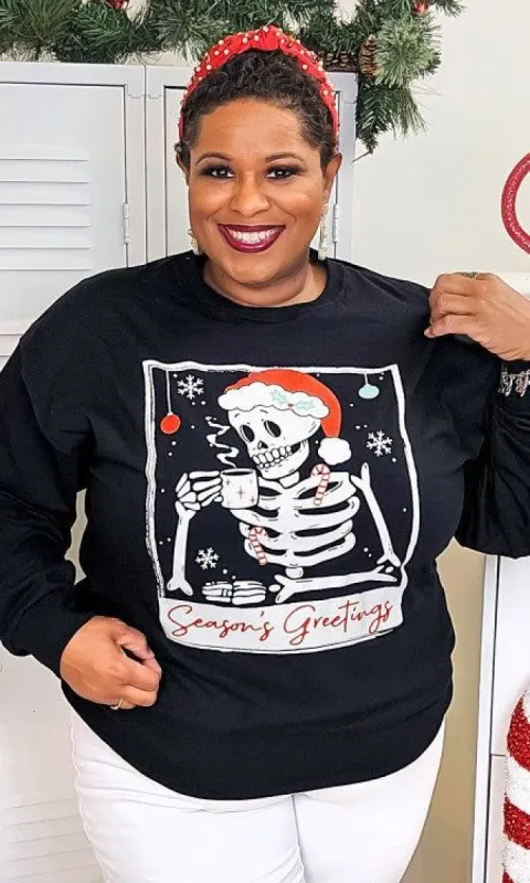 Skeleton Season's Greetings Graphic LS T-Shirt sold by The Dogwood Boutique