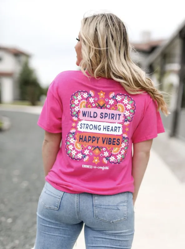 Wild Spirit Strong Heart (Pink) Short Sleeve Tee sold by The Dogwood Boutique