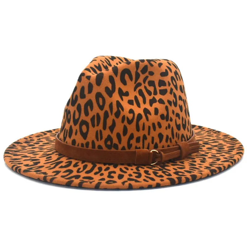 Leopard Print Wool Belt Jazz Hat sold by The Dogwood Boutique