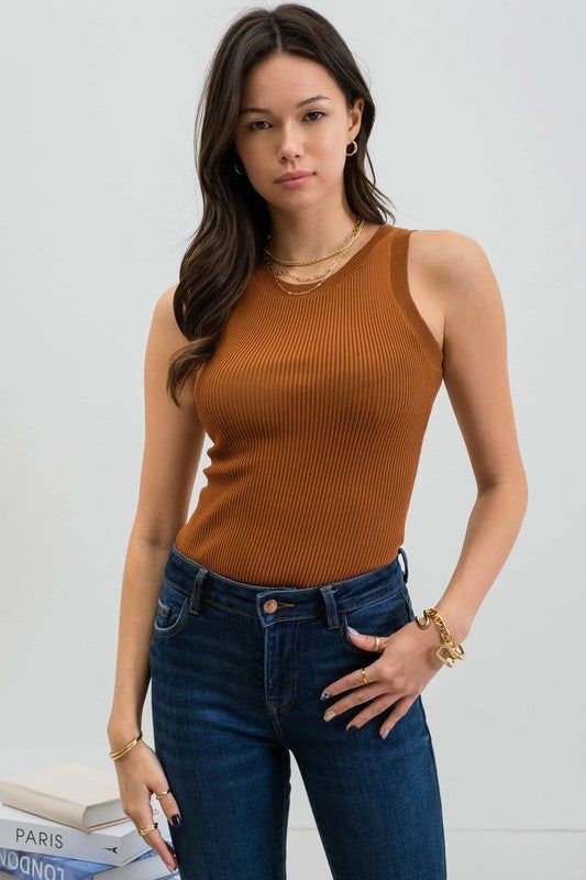 Caramel Racerback Knit Tank Top sold by The Dogwood Boutique product image thumbnail 3