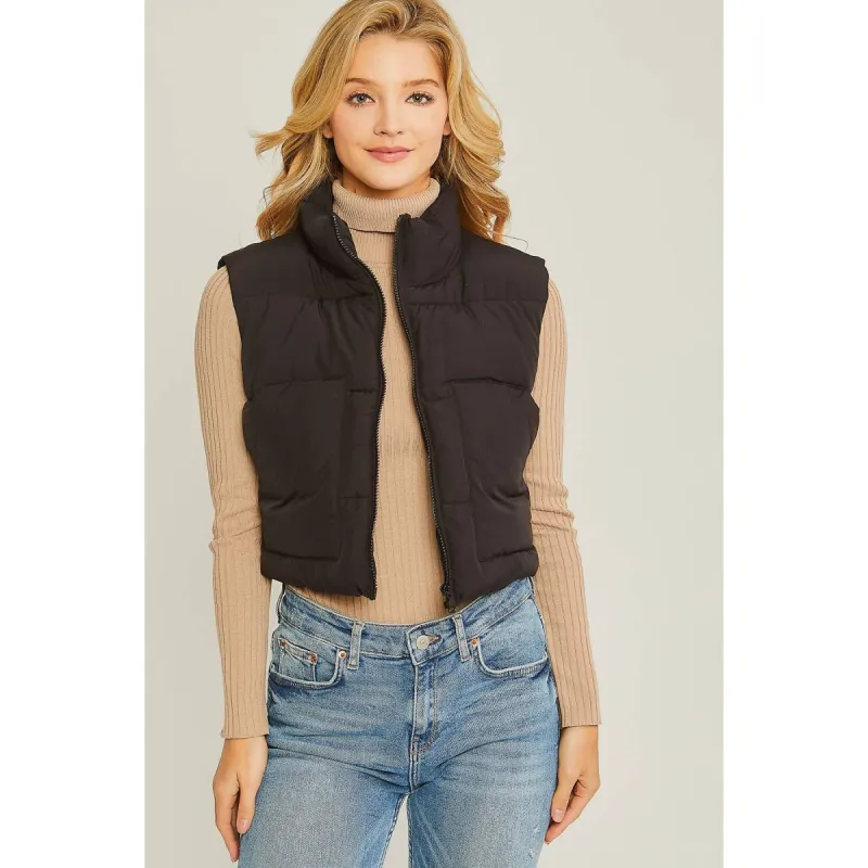 Black Puffer Vest With Pockets sold by The Dogwood Boutique