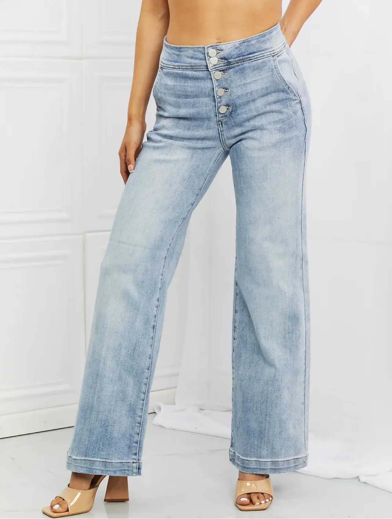 RISEN Wide Leg Flare Jeans sold by The Dogwood Boutique