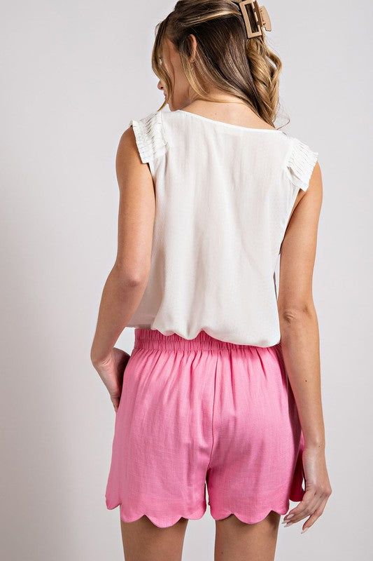Cotton Candy High Waisted Scalloped Shorts sold by The Dogwood Boutique product image thumbnail 3