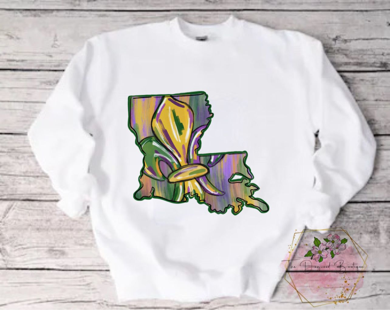 LA Fleur de Lis brushstroke Tee or Sweatshirt sold by The Dogwood Boutique product image thumbnail 3