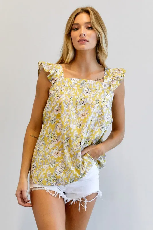 Floral Printed Ruffle Sleeveless Top sold by The Dogwood Boutique