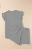 Slit Round Neck Top and Drawstring Shorts Set sold by The Dogwood Boutique