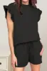 Slit Round Neck Top and Drawstring Shorts Set sold by The Dogwood Boutique