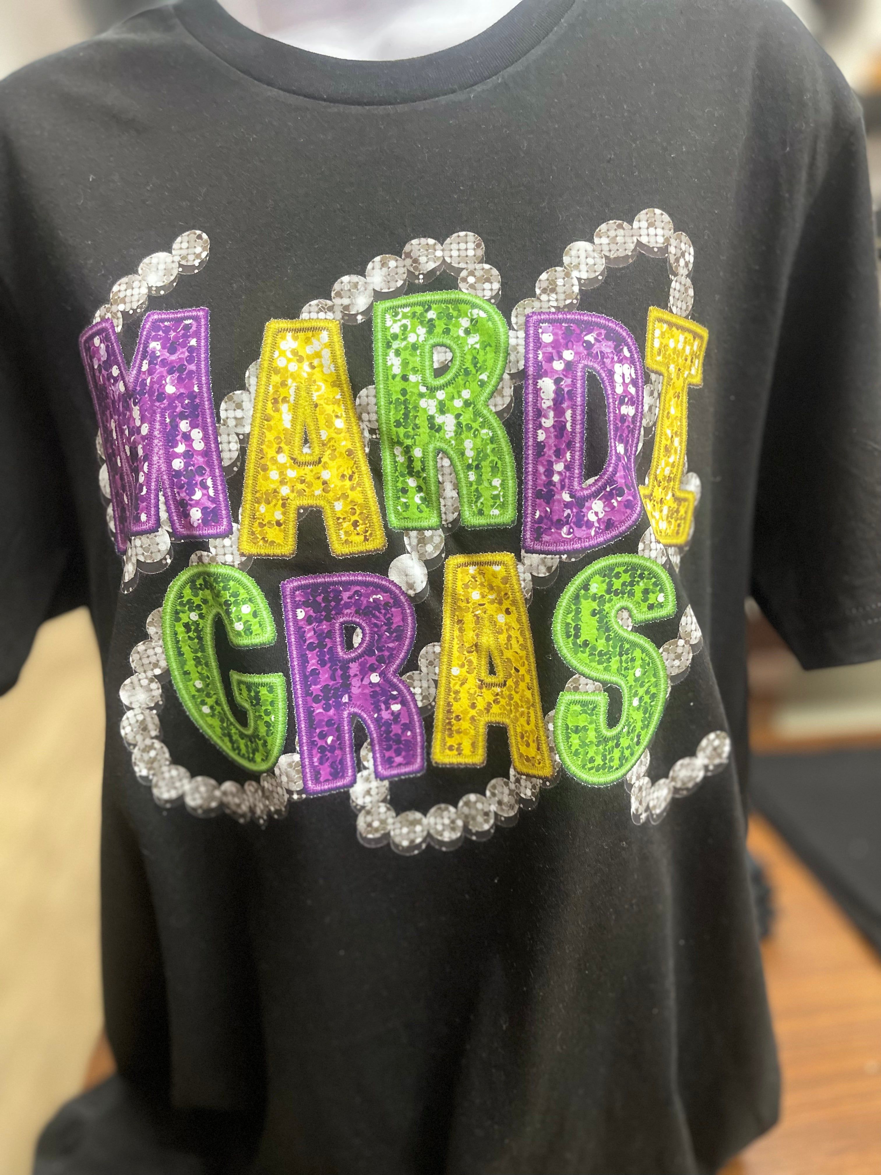 Faux Sequin Mardi Gras Tee sold by The Dogwood Boutique product image thumbnail 2