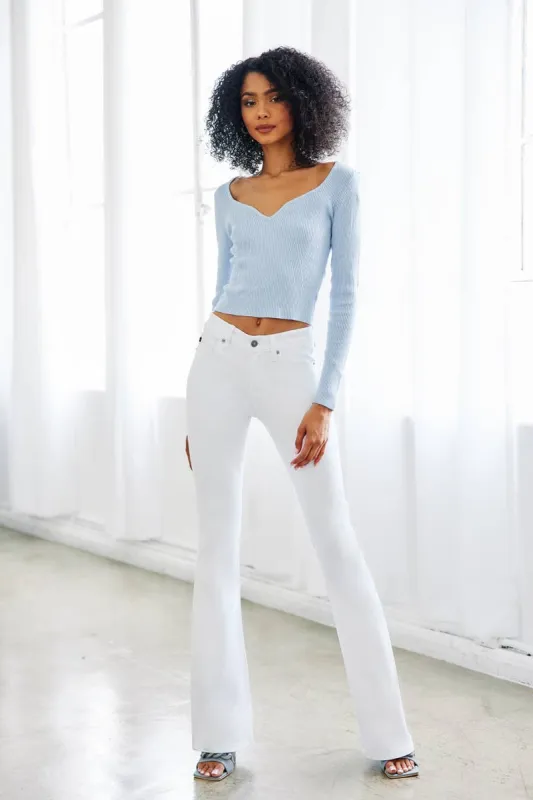 Kancan White Mid Rise Flare Pants sold by The Dogwood Boutique