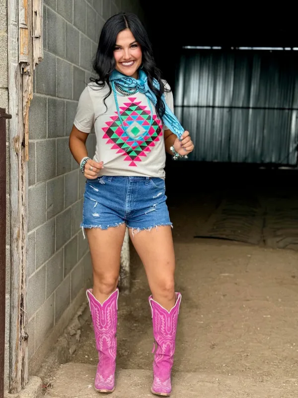 Ryanne's Neon Aztec Tee sold by The Dogwood Boutique