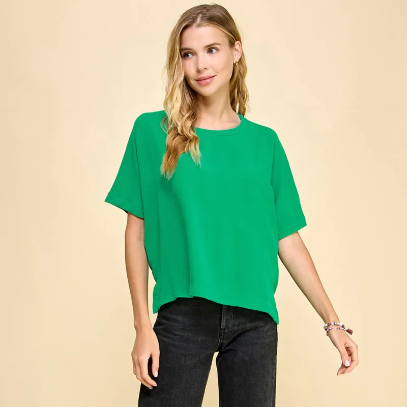 Kelly Green Solid Basic Top 1/2 Sleeves sold by The Dogwood Boutique