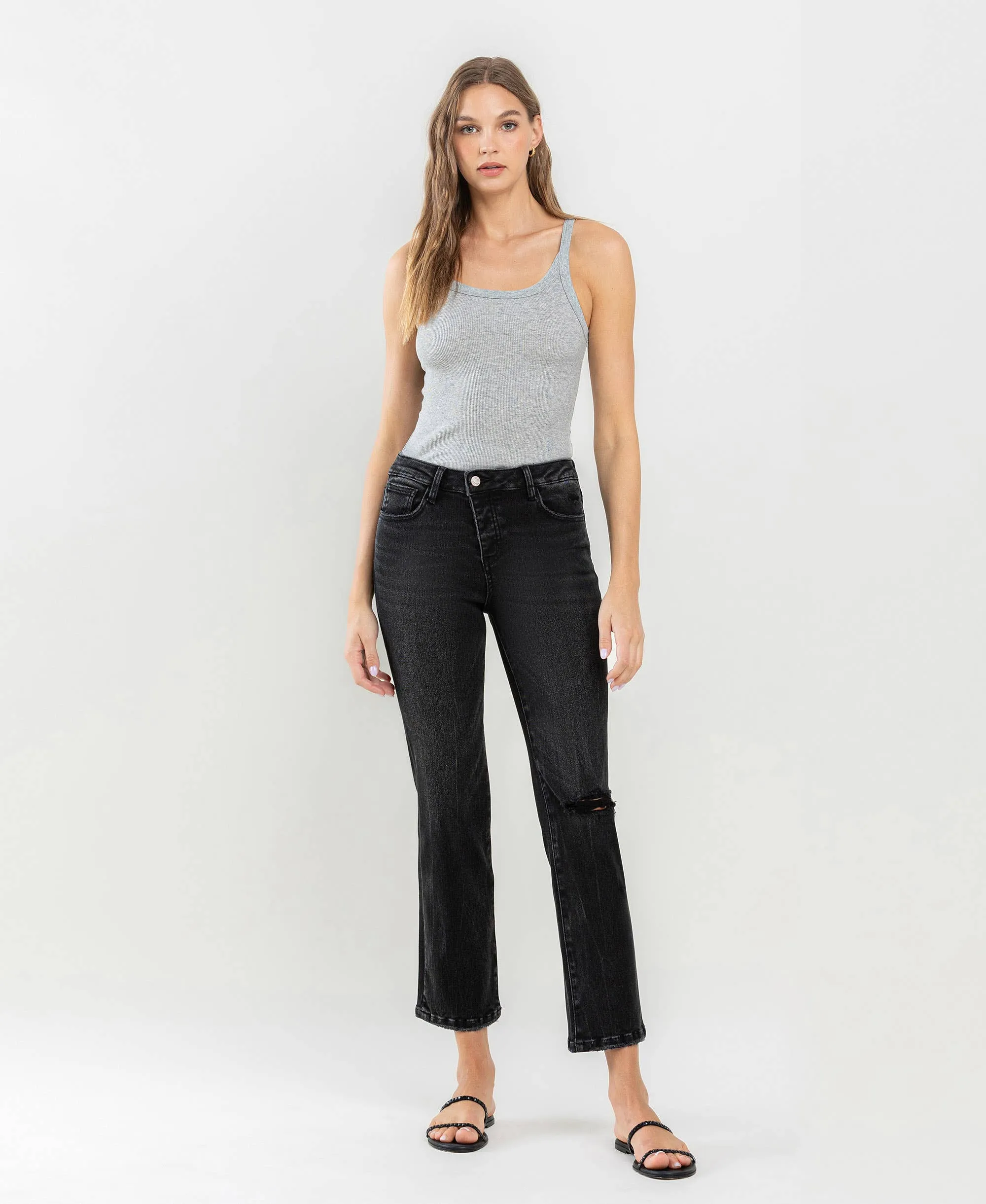 High Rise Distressed Crop Straight Jeans sold by The Dogwood Boutique product image thumbnail 2