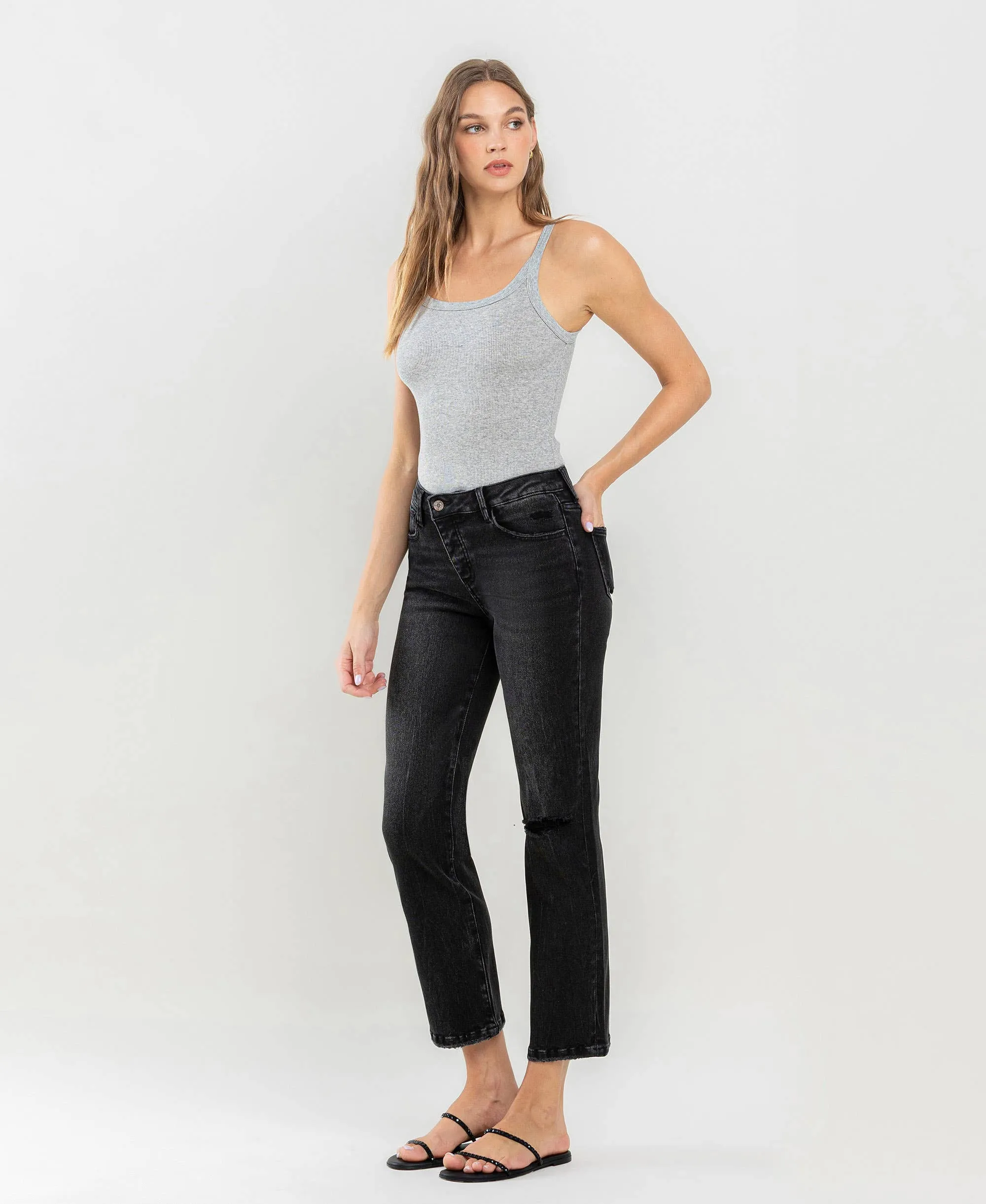 High Rise Distressed Crop Straight Jeans sold by The Dogwood Boutique product image thumbnail 5
