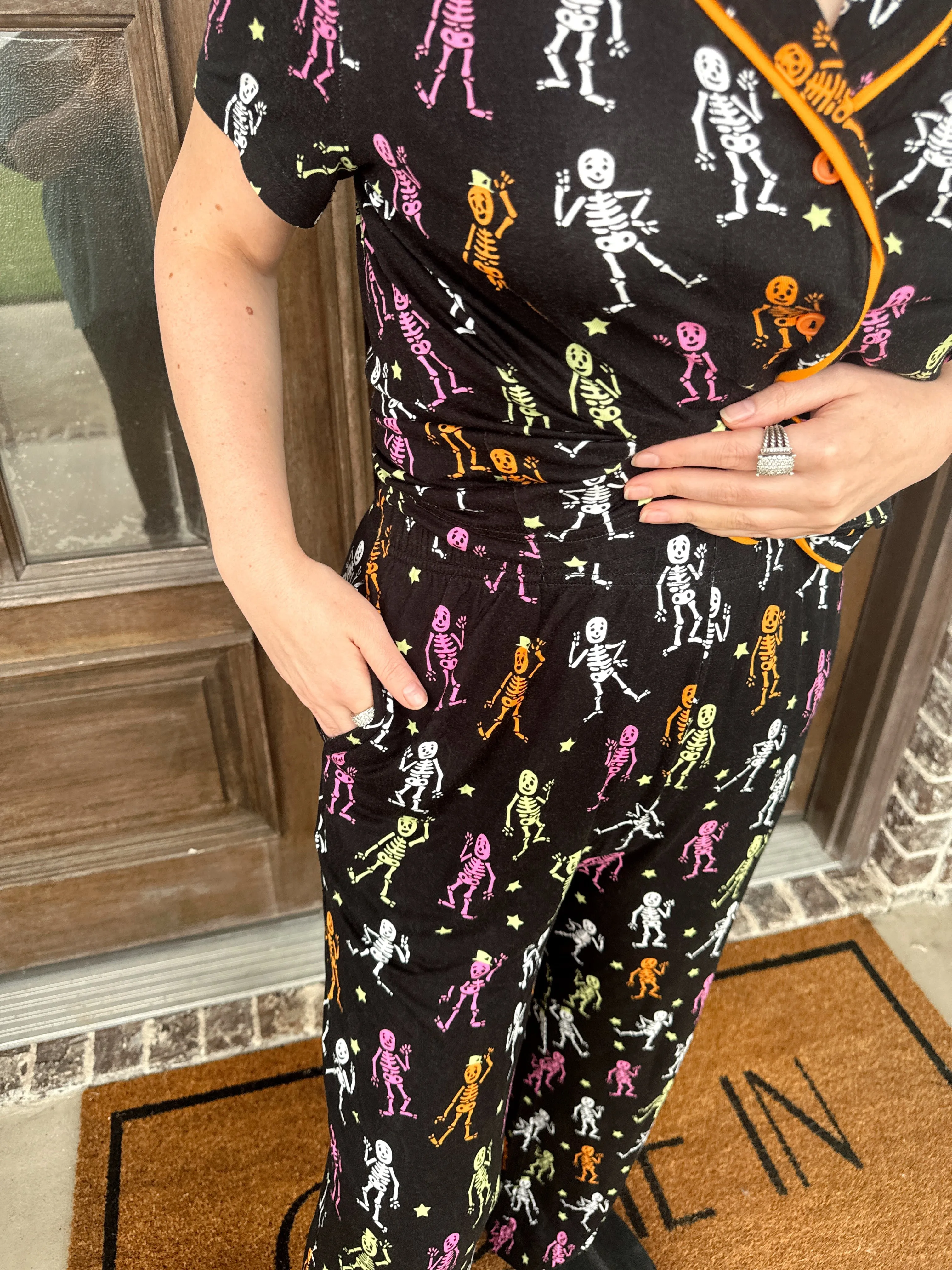 Skeleton Pumpkin Pajama Set sold by The Dogwood Boutique product image thumbnail 5