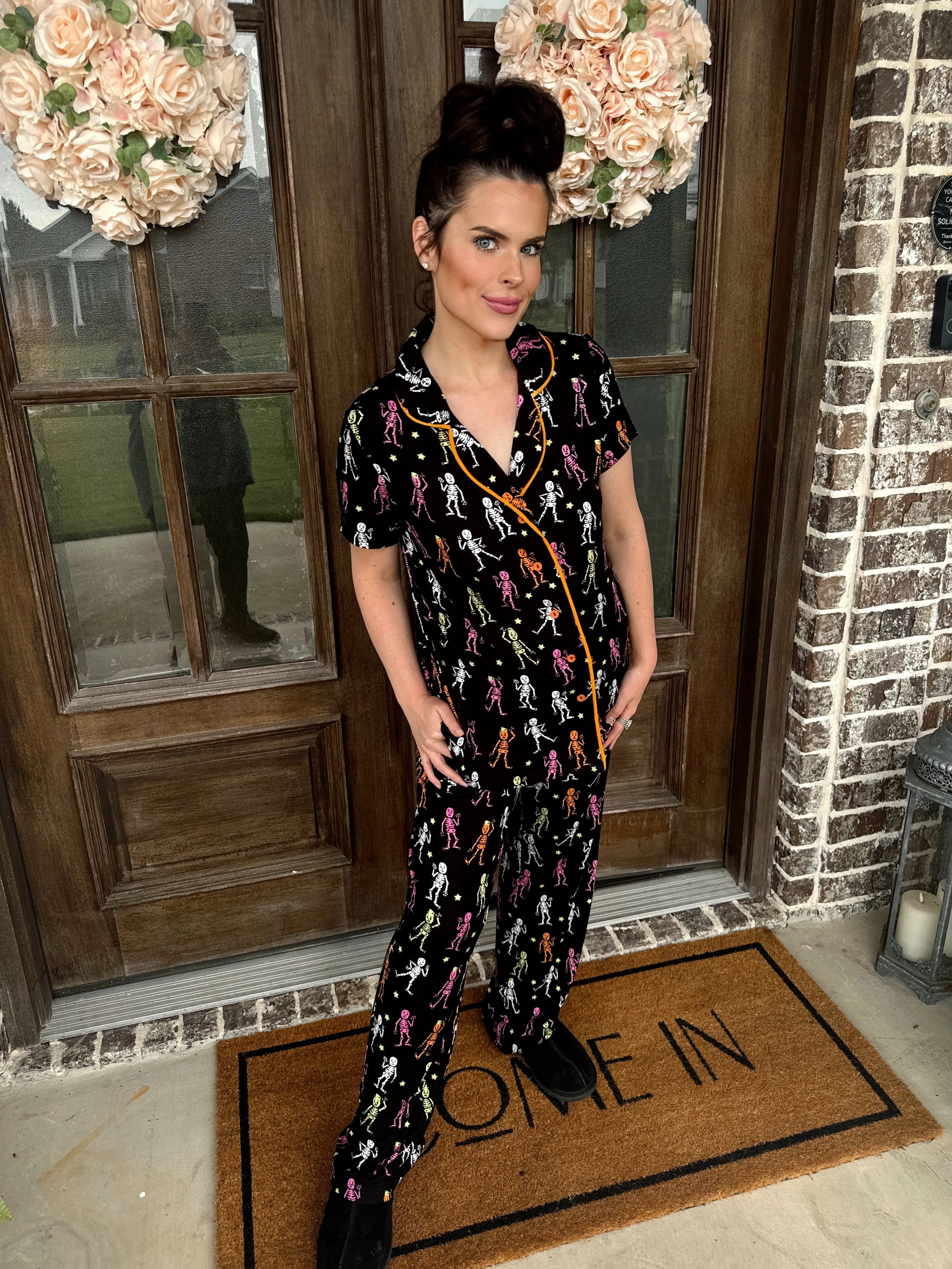 Skeleton Pumpkin Pajama Set sold by The Dogwood Boutique product image thumbnail 2