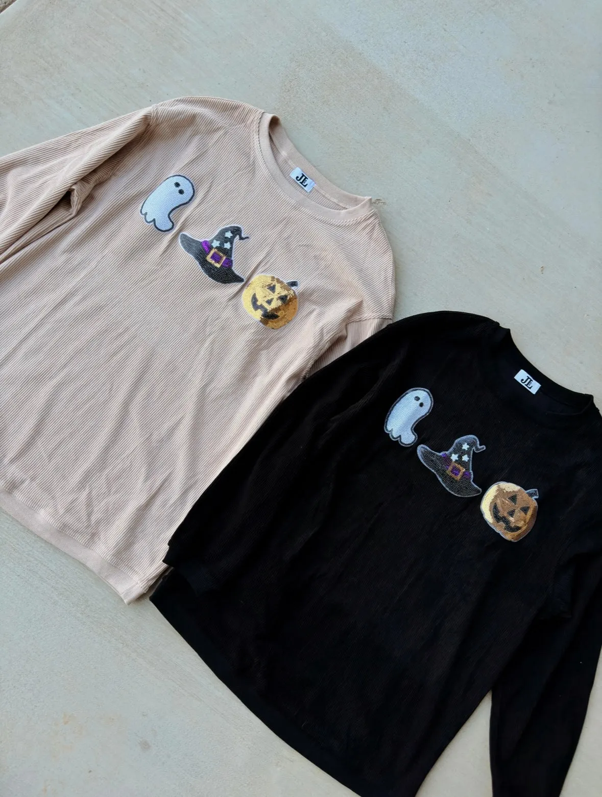 Beige Sequin Halloween Corded Crew sold by The Dogwood Boutique product image thumbnail 4