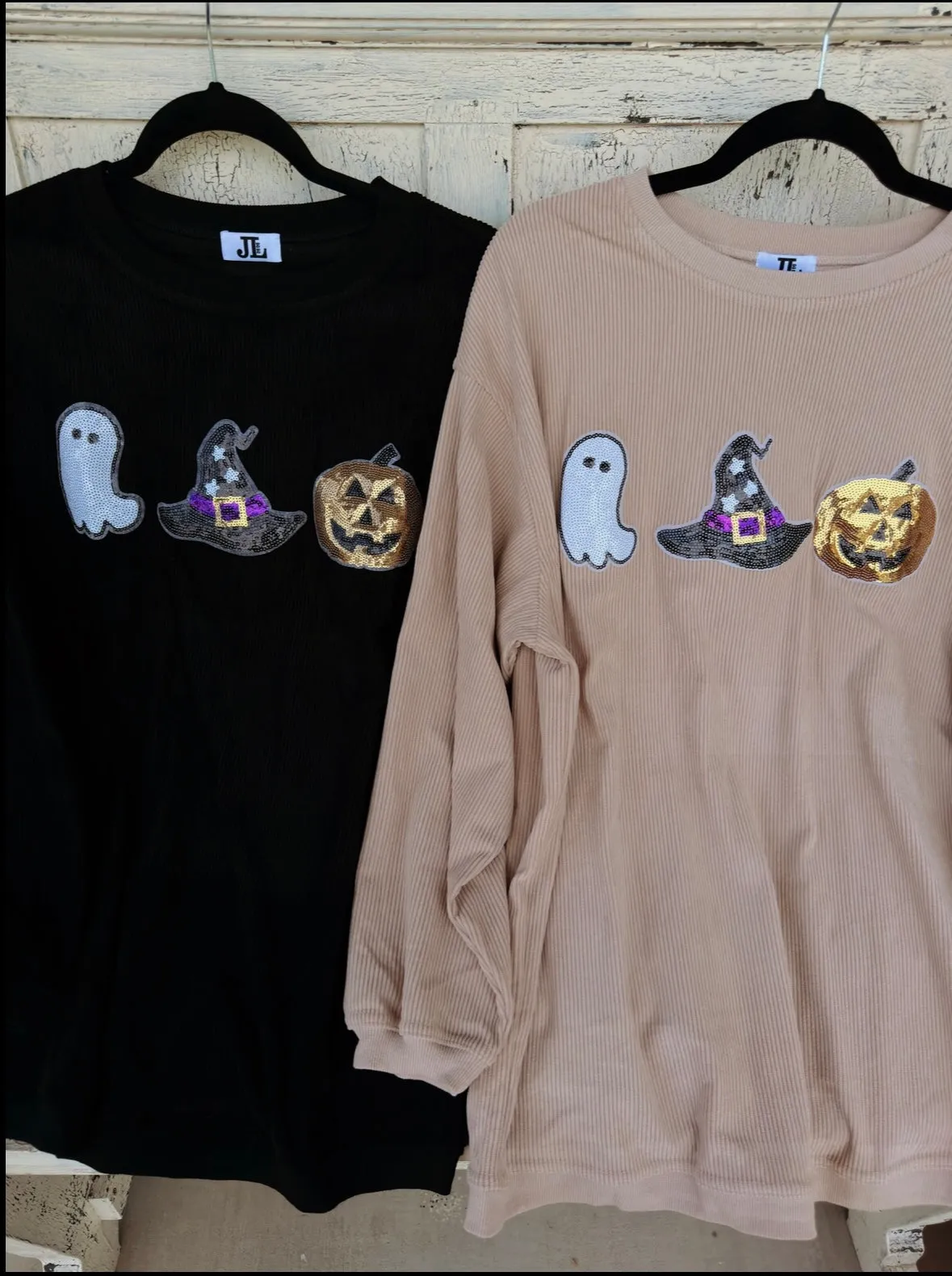 Beige Sequin Halloween Corded Crew sold by The Dogwood Boutique product image thumbnail 3
