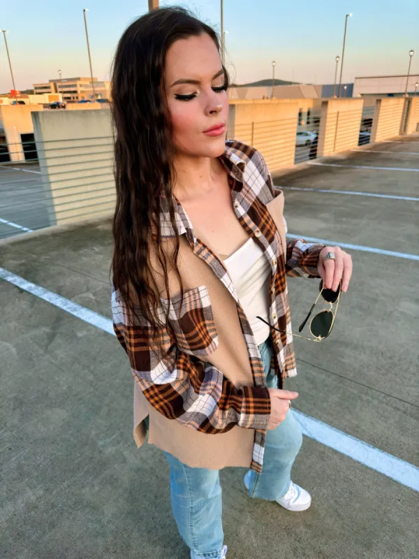 J. Lee Patchwork Plaid Shacket sold by The Dogwood Boutique
